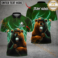 Maxcorners Thunder Bear Golf Polo Shirt, Customized Name & Team Name 3D Shirts (4 Colors)