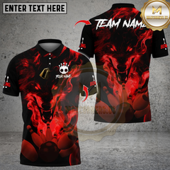 Maxcorners Smoke Wolf Bowling Chaos Multicolor Customized Name, Team Name 3D Shirts