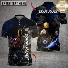 Maxcorners Billiard Ball 8 American Flag Eagle Black Fire Personalized Name Shirt (4 Colors)