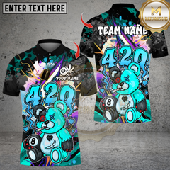 Maxcorners Billiard 420 Teddy Bear With Ball 8 Multicolor Customized Name, Team Name 3D Shirt