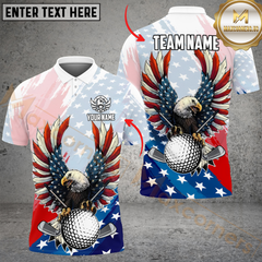 Maxcorners Golf Patriotic Eagle Personalized Name 3D Unisex Shirt