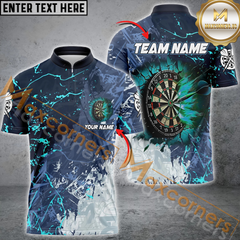 Maxcorners Darts Grunge Break Dartboard Customized Name, Team Name 3D Polo Shirt