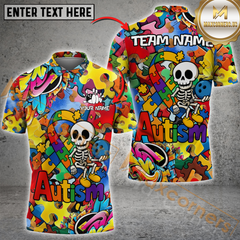 Maxcorners Bowling Skull Colorful Puzzle Cartoon Personalized Name 3D Unisex Shirt
