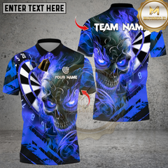 Maxcorners Darts Dark Vibes Mystery Flame Skull With Dartboard Multicolor Customized Name, Team Name 3D Shirts