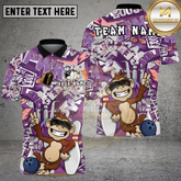 Maxcorners Bowling Monkey Cool Pop Art Multicolor Options Personalized Name, Team Name 3D Shirt (4 Colors)