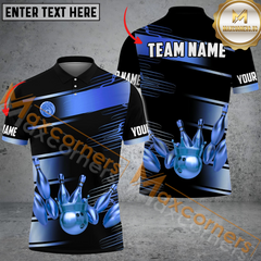 Maxcorners Golden Time Premium Bowling Jersey Multicolor Option Customized Name, Team Name 3D Polo Shirt
