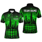 Maxcorners Green Bowling Custom Men Bowling Shirt Polo & Quarter-Zip Bowling Team Jerseys LM0705