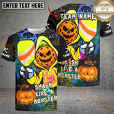 Maxcorners Pickleball Halloween Monster Smash Customized Name & Team Name 3D Shirts