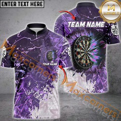 Maxcorners Darts Grunge Break Dartboard Customized Name, Team Name 3D Polo Shirt