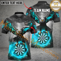 Maxcorners Darts Eagle Fire Flame Mutilcolor Options Personalized Name, Team Name 3D Polo Shirt