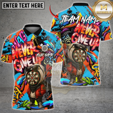 Maxcorners Darts Graffiti Dartboard Character Never Give Up Multicolor Customized Name, Team Name 3D Shirts