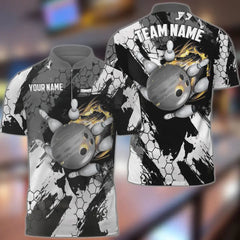 Maxcorners Bowling and Pins Hexagram 2 Multicolor Option Customized Name 3D Shirt