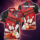 Maxcorners Bowling and Pins Abstract Grunge Texture, Multicolor Option Customized Name 3D Shirt