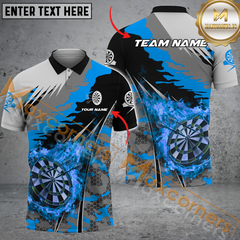 Maxcorners Darts Fire Flame Paint Splash Mutilcolor Options Personalized Name, Team Name 3D Polo Shirt