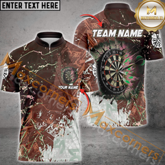 Maxcorners Darts Grunge Break Dartboard Customized Name, Team Name 3D Polo Shirt