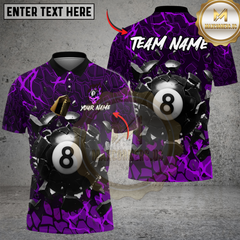 Maxcorners Billiards 8-Ball Crack Wall Personalized Name, Team Name Unisex Shirt