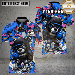Maxcorners Bowling Streetwear Bear Multicolor Customized Name, Team Name 3D Shirts