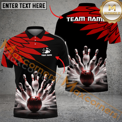Maxcorners Cool Wings Pattern Bowling Jersey Multicolor Option Customized Name, Team Name 3D Polo Shirt