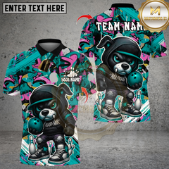 Maxcorners Bowling Streetwear Bear Multicolor Customized Name, Team Name 3D Shirts