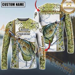 Maxcorners Crappie Fishing Skinfish Golden Line Pattern Sport Jersey Personalized Name, Team Name Long Sleeve Shirt
