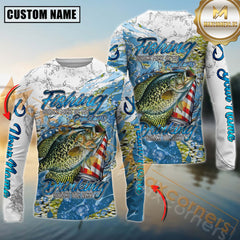 Maxcorners Crappie Fishing Beer & Fishing Flag Quote “Fishing solves most of my problems, drinking solves the rest” Dynamic Strike Sport Jersey Personalized Name, Team Name Long Sleeve Shirt