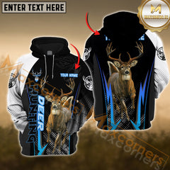 Maxcorners Deer Hunting Gradient Blue Pattern Custom Name Shirt 3D All Over Printed Clothes