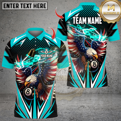 Maxcorners Billiard Ball 8 Eagle USA Flag Multicolor Customized Name, Team Name 3D Shirt