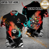 Maxcorners Billiards Ball 8 Dust Flame Multicolor Options Personalized Name 3D Shirt (4 Colors)