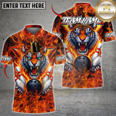 Maxcorners Bowling Electric Tiger Multicolor Customized Name, Team Name 3D Shirts