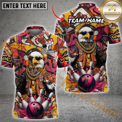 Maxcorners Funny Eagle Graffiti Bowling Jersey Multicolor Options Personalized Name, Team Name 3D Shirt