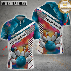 Maxcorners Bowling Cosmic Strike Impact Multicolor Customized Name, Team Name 3D Shirts