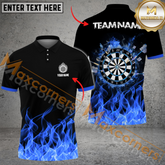 Maxcorners Darts Fire Dratboard Multicolor Option Customized Name, Team Name 3D Polo Shirt