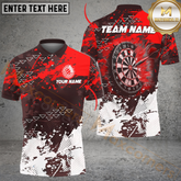 Maxcorners Darts Fire Grunge Multicolor Option Customized Name, Team Name 3D Polo Shirt