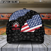 Maxcorners Bowling US Flag Multicolor Personalized Name 3D Cap