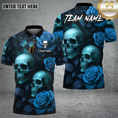 Maxcorners Skull Rose Shirt Red Rose Gothic Skull Multioptions Personalized Name, Team Name Unisex 3D Shirt (4 Colors)