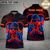 Maxcorners Bowling Neon Funny Multicolor Customized Name, Team Name 3D Shirts