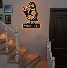 Maxcorners Personalized Funny Duck Metal Sign WITH LED/WITHOUT LED – Humorous Hunting Lodge Wall Decor, Gift for Hunters LM0110