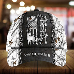 Maxcorners American Flag Bow Deer Hunting Pattern 3D Multicolor Personalized Cap