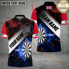 Maxcorners Darts Red Smoke United Kingdom Flag Dartboard Customized Name, Team Name 3D Unisex Shirt