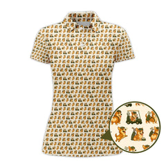 Maxcorners Corgi Golf Pattern Shirt, Cute Dog Golf Polo For Pet Lovers And Golfers, Funny Golf Polos For Men's