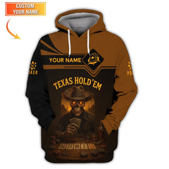 Maxcorners Texas Hold'em Custom Name Poker Shirt - Vintage Skull ACE Design - Gift for PlayersLM1009
