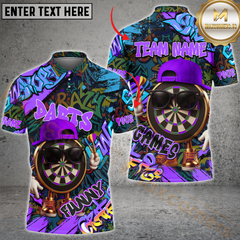 Maxcorners Darts Funny Graffiti Cool Aim Crew Multicolor Customized Name, Team Name 3D Polo Shirt