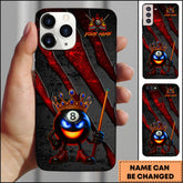 Maxcorners Billiards Fire King Crown Pool Cue Character Personalized Name Phone Case