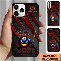 Maxcorners Billiards Fire King Crown Pool Cue Character Personalized Name Phone Case