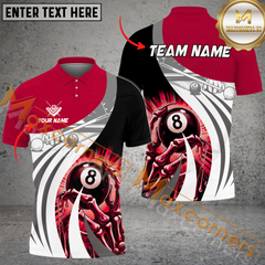 Maxcorners Ball 8 Skull Hand Billiard Jersey Multicolor Options Personalized Name, Team Name 3D Polo Shirt