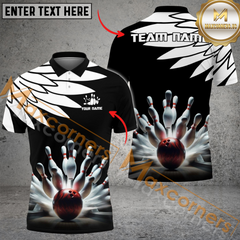 Maxcorners Cool Wings Pattern Bowling Jersey Multicolor Option Customized Name, Team Name 3D Polo Shirt
