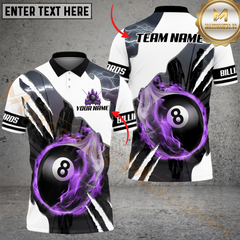 Maxcorners Billiard 8-Ball Pool Fire Lightning Scratch Multicolor Personalized Name, Team Name 3D Shirt
