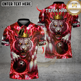 Maxcorners Bowling Thunder Lightning Tiger With Pin Design Multicolor Customized Name, Team Name 3D Shirts