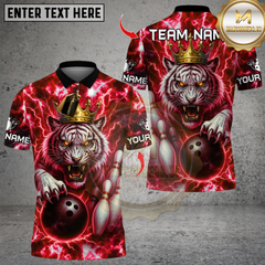 Maxcorners Bowling Thunder Lightning Tiger With Pin Design Multicolor Customized Name, Team Name 3D Shirts