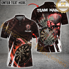 Maxcorners Darts Skull Of Punishment Mutilcolor Options Personalized Name, Team Name 3D Polo Shirt